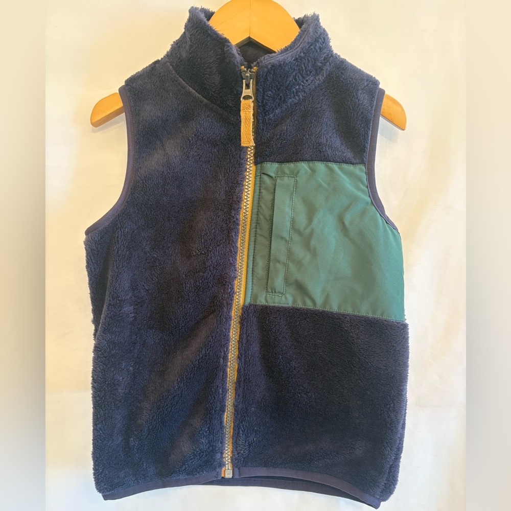 Carter’s Kids Boys Size 4 Sherpa Fleece Zip-Up Navy and Green Vest